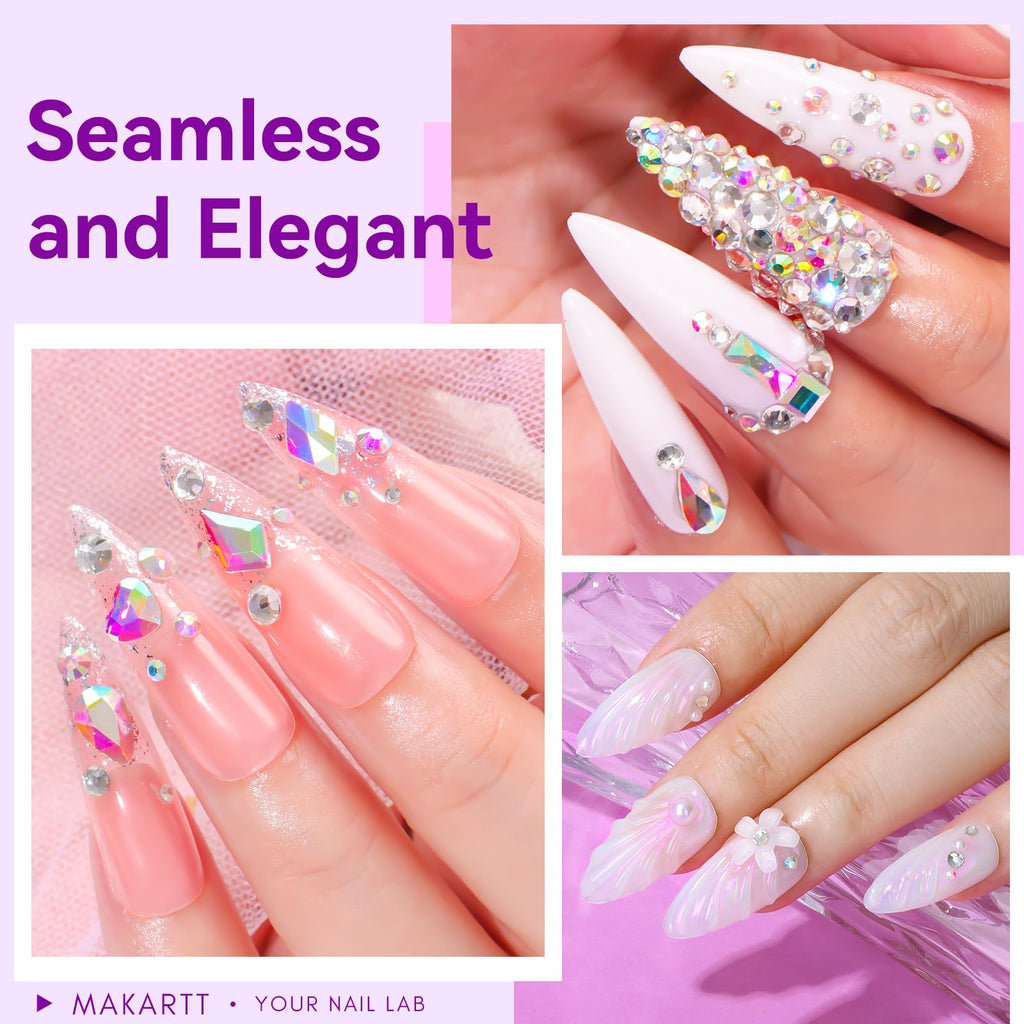 Makartt Rhinestone Glue Gel 12x30ml — Strong Hold for 3D Nail Art & Gems