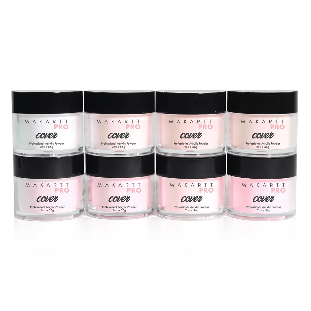 MakarttPro Cool Tone Acrylic Powder Collection – 8-Piece Nude & Pink Cover Set for Nail Technicians