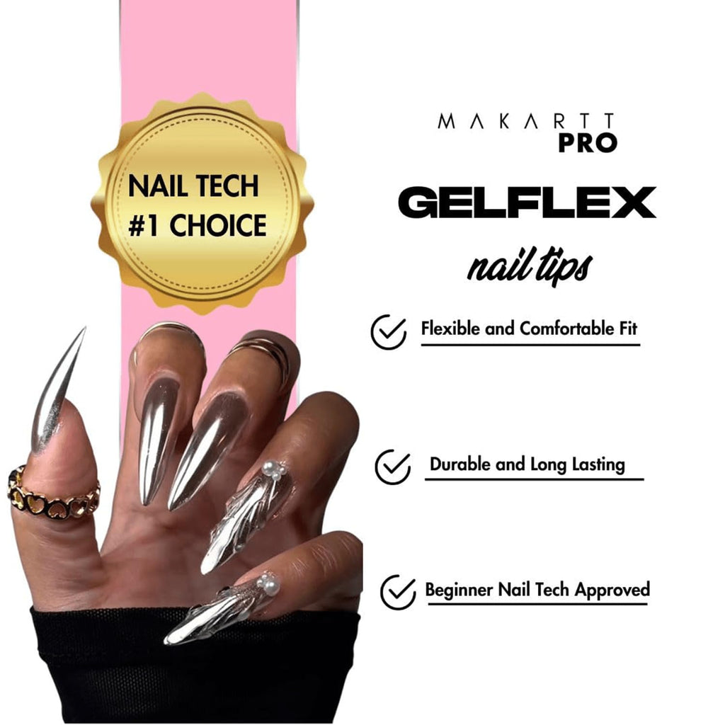 MakarttPro GelFlex Soft Gel Nail Tips – 500pc Box, Medium Round, 14 Sizes (00–9) | Soak-Off Extension