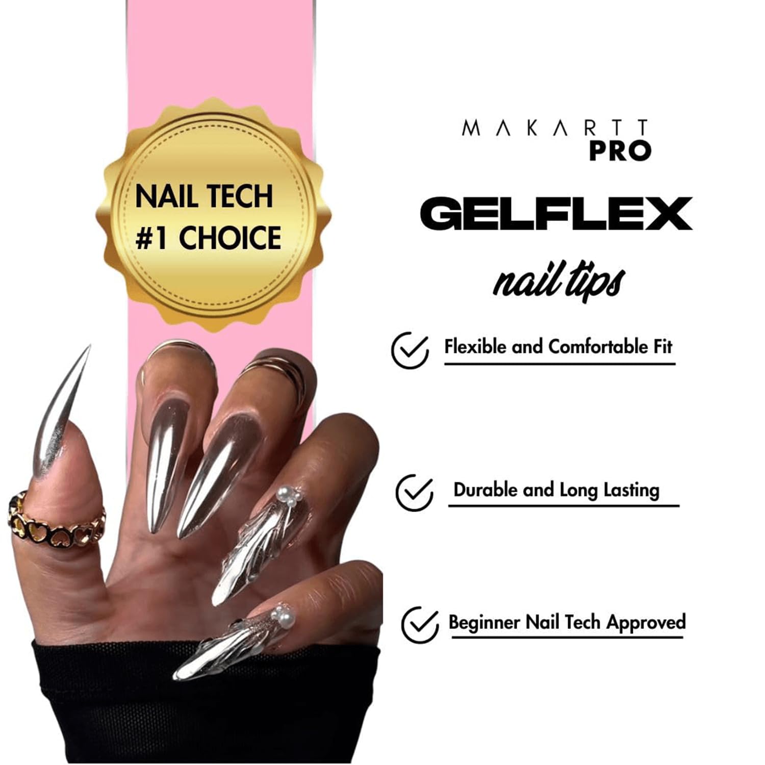 MakarttPro GelFlex Soft Gel Nail Tips – 500pc Box, Medium Round, 14 Sizes (00–9) | Soak-Off Extension