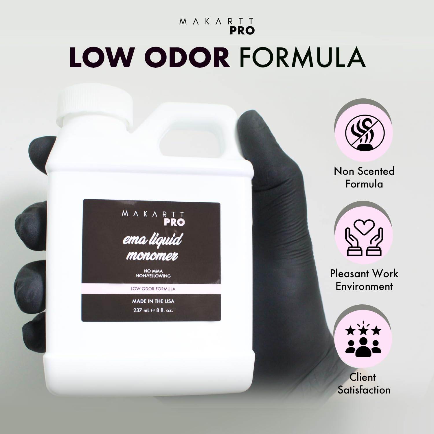 MakarttPro Low Odor MMA-Free Acrylic Monomer – USA Made, Non-Yellowing, Pro Grade (16 oz)
