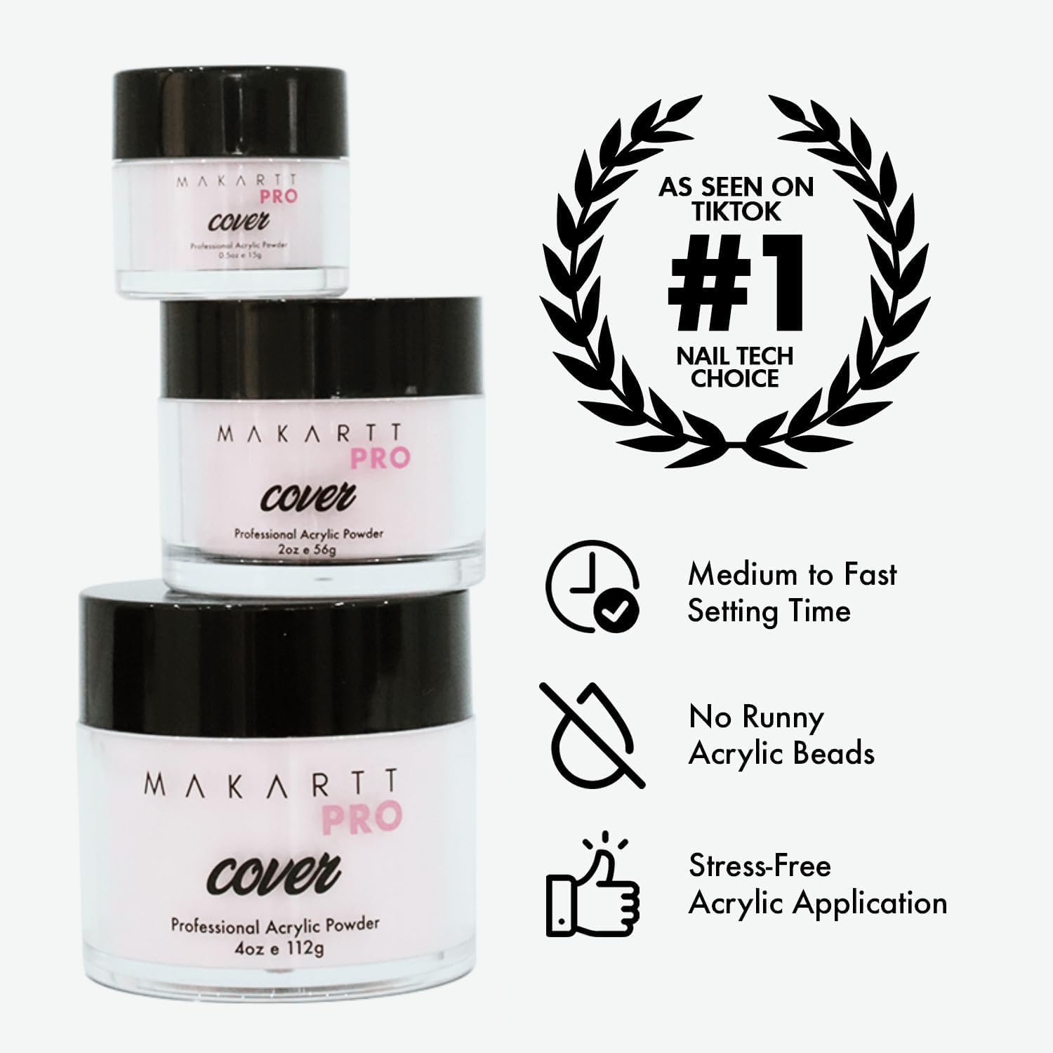 MakarttPro Rose Petal Acrylic Powder – Durable, Easy-Apply 56g/2oz