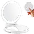 Makefango Compact Makeup Mirror with Lights - 3.5-inch, 2-Sided, 2X/10X Magnification, Portable & Lightweight