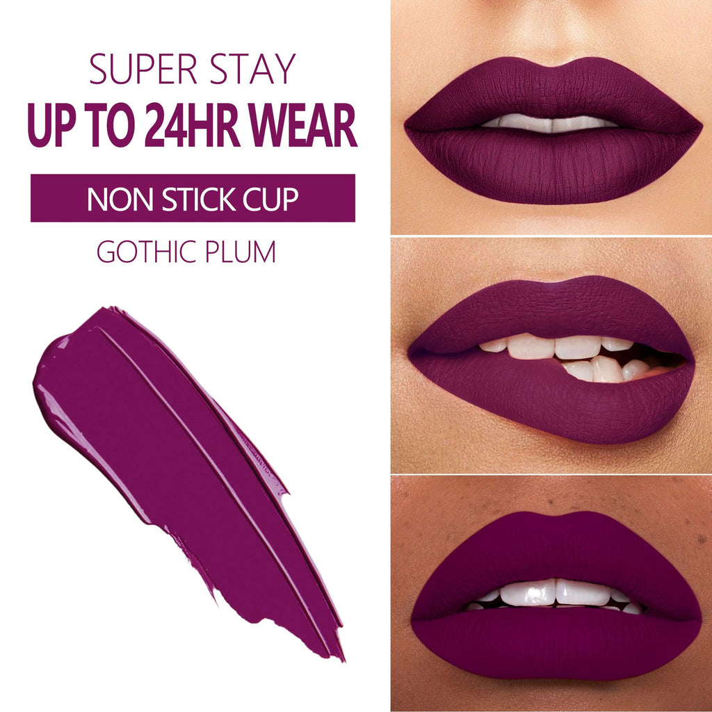 MAKI YIKA 3Pcs Matte Lipstick Set – Long-Lasting, Non-Transfer (Purple, Plum, Pink)