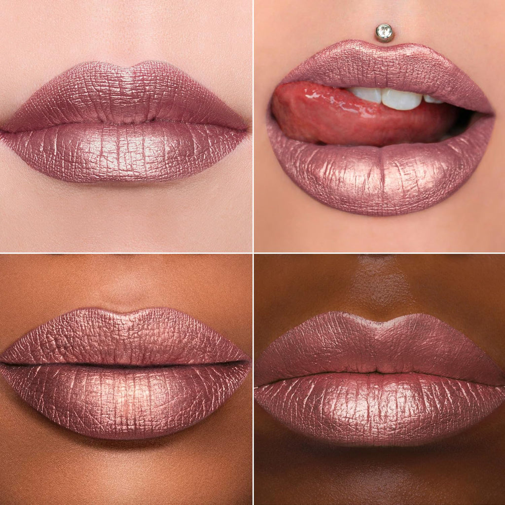 MAKI YIKA 3Pc Metallic Lipstick Set – Long-Lasting, Transfer-Proof High Shine Lipstick in Hot Pink, Red & Brown