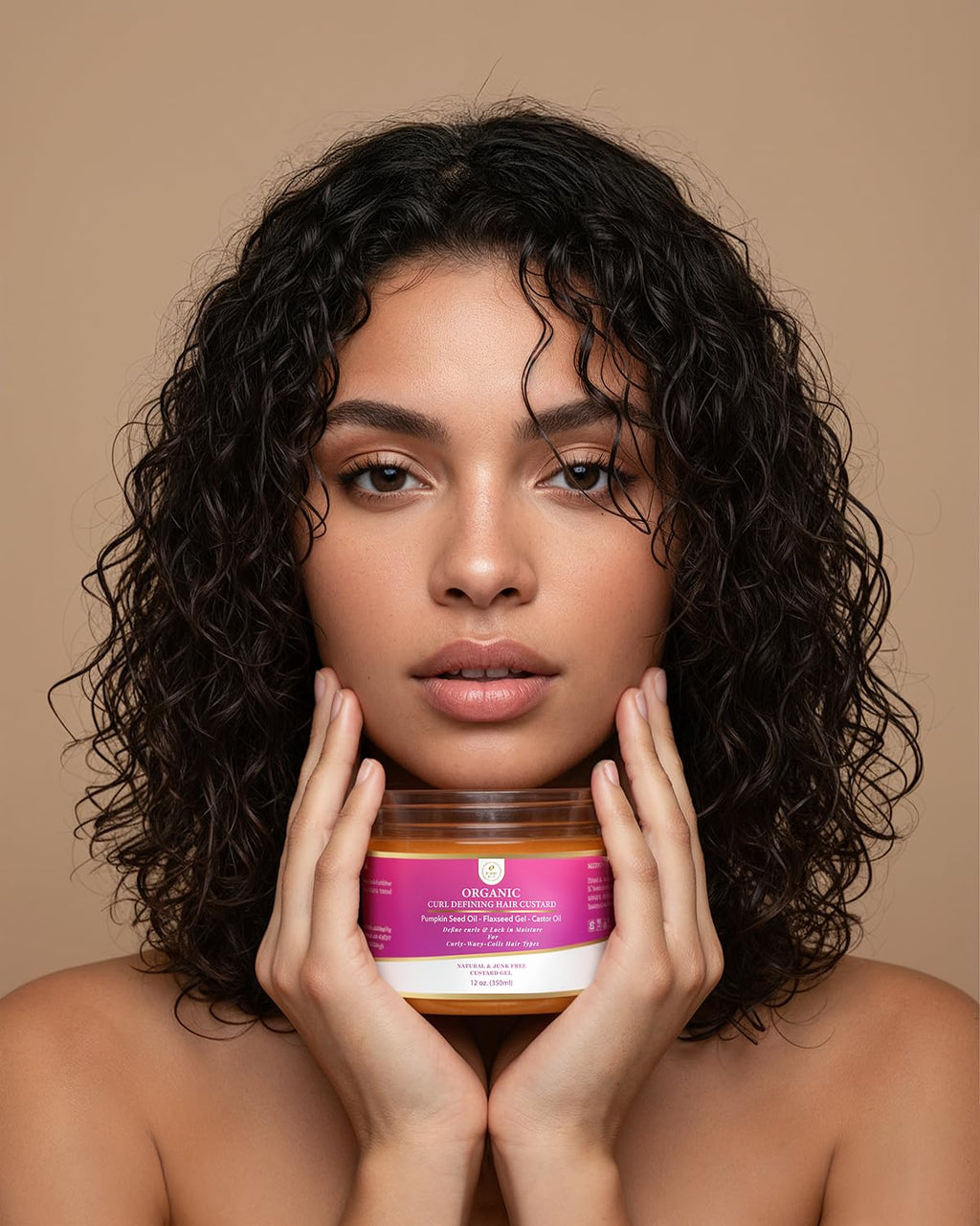MAKOF BEAUTY Curls Defining & Styling Custard Gel – 12 oz, Flaxseed, Pumpkin Seed & Rosemary