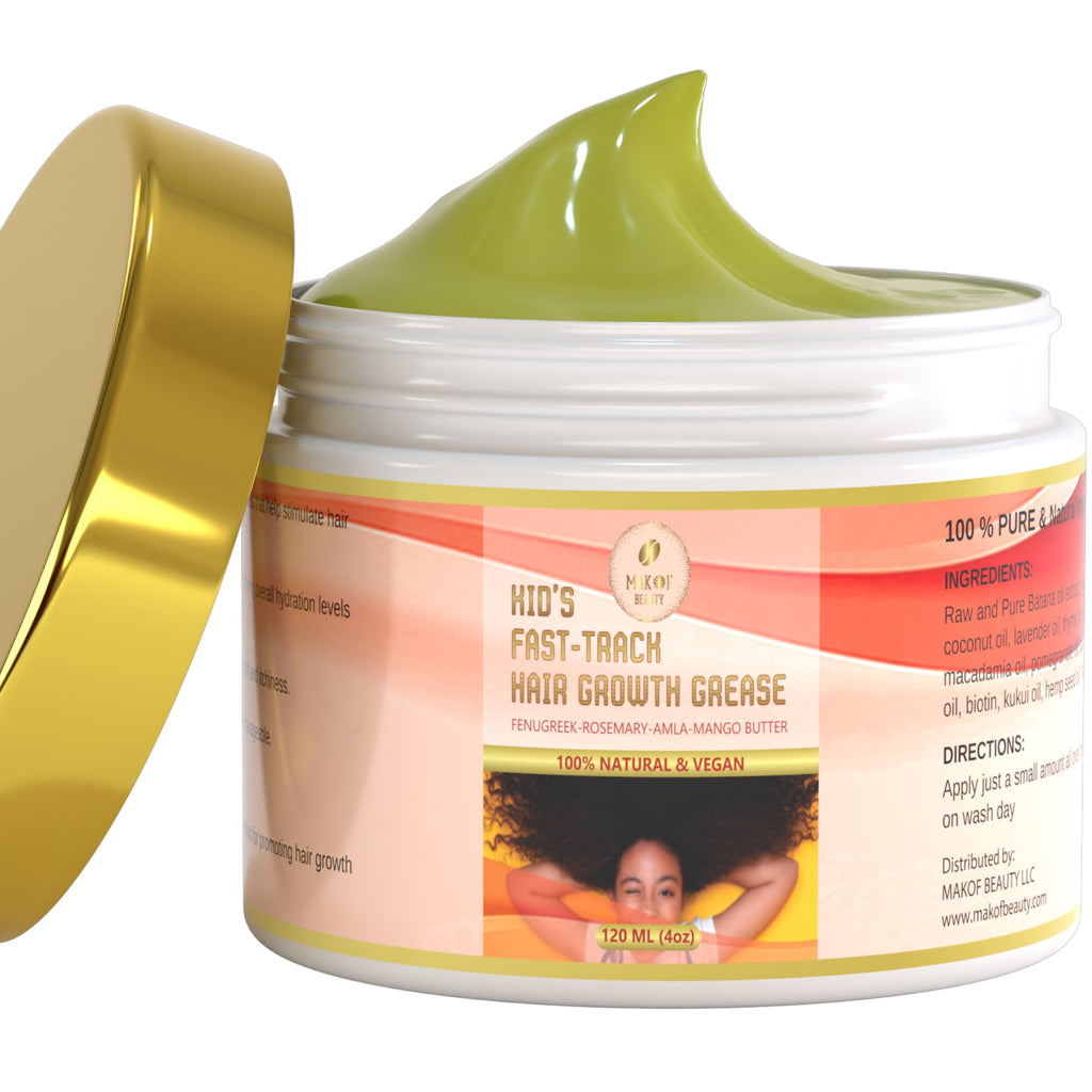 MAKOF BEAUTY Kids Hair Growth Grease with Batana Extract, Rosemary, Fenugreek, Amla Oil & Mango Butter – 120 ml