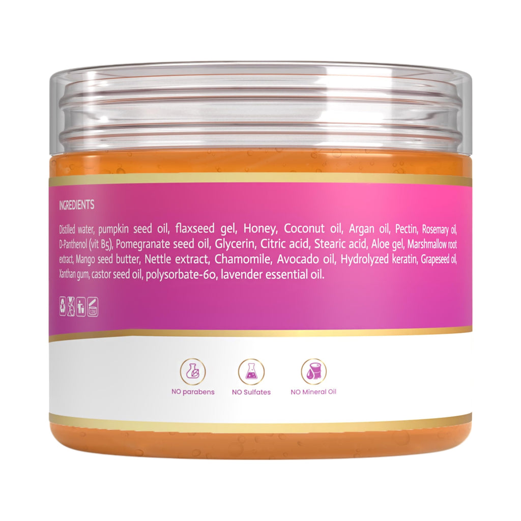 MAKOF BEAUTY Curls Defining & Styling Custard Gel – 12 oz, Flaxseed, Pumpkin Seed & Rosemary