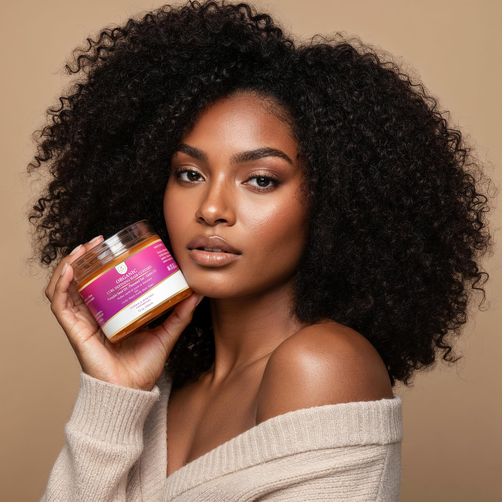 MAKOF BEAUTY Curls Defining & Styling Custard Gel – 12 oz, Flaxseed, Pumpkin Seed & Rosemary