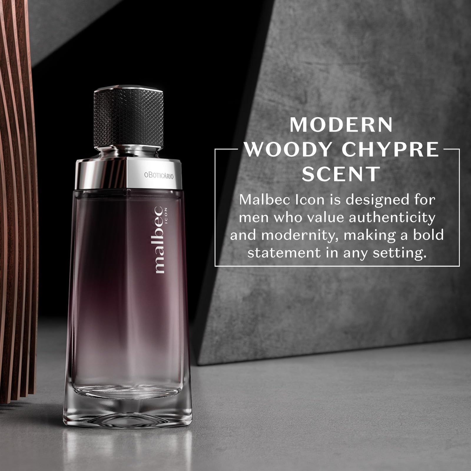 Malbec Icon Eau de Toilette for Men | Woody Chypre Fragrance by O Boticário, 3.4 oz
