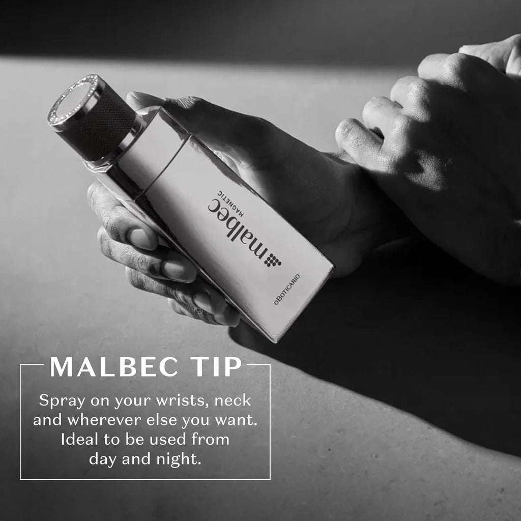 Malbec Magnetic Eau de Toilette for Men by O Boticario – Long-Lasting Woody-Fruity Scent, 3.3 oz