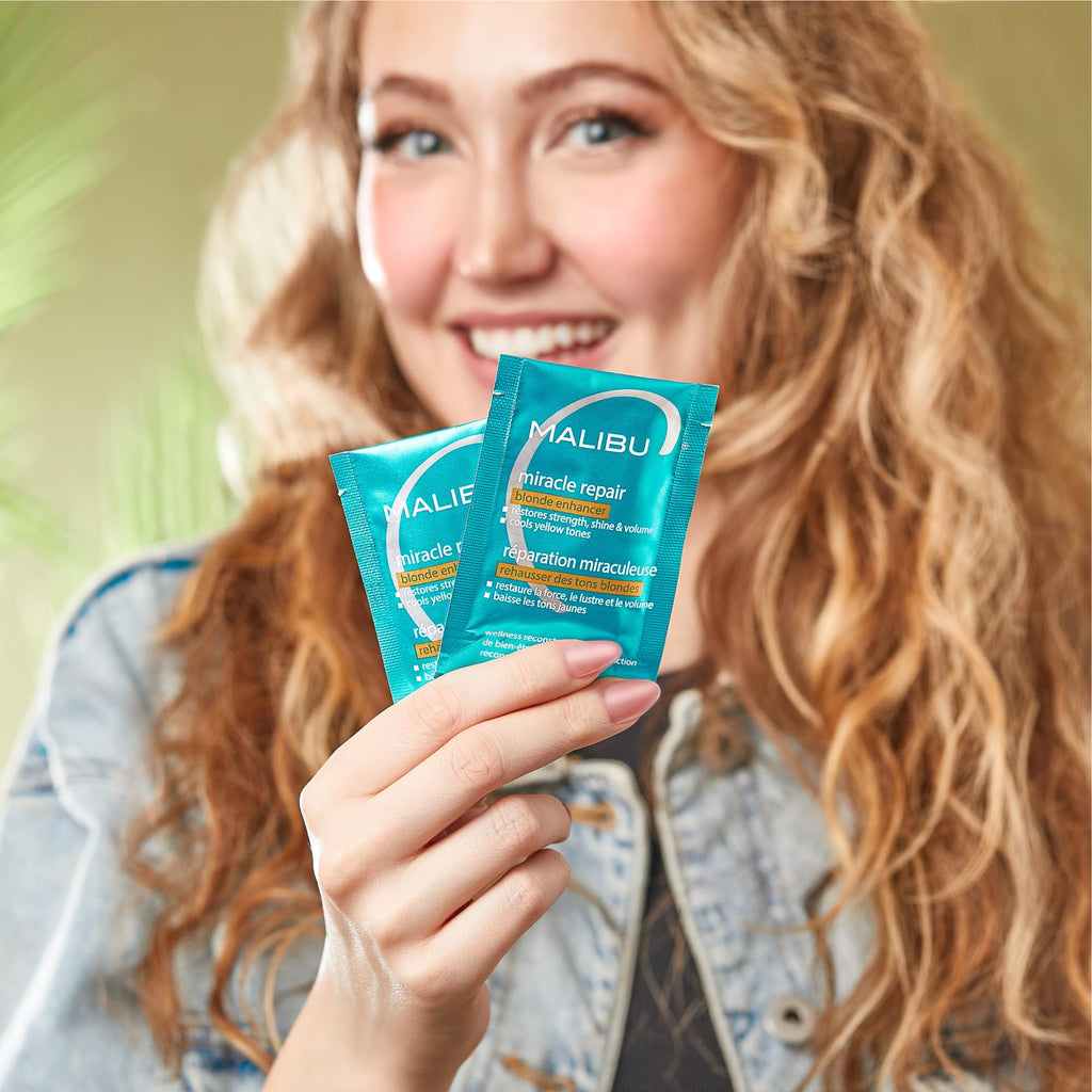 Malibu C Miracle Repair Blonde Enhancer (12 Packets) – Deep Conditioning for Damaged Blonde Hair