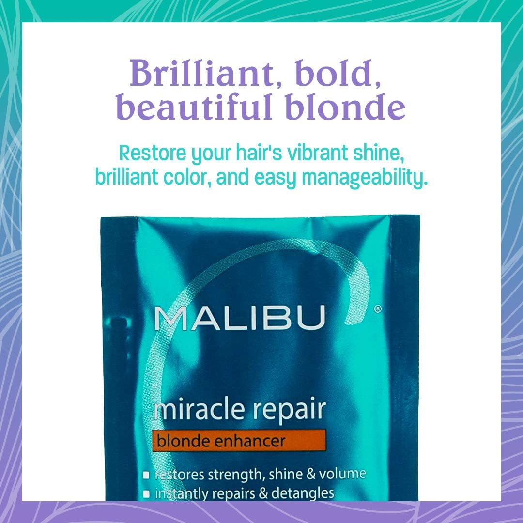 Malibu C Miracle Repair Blonde Enhancer (12 Packets) – Deep Conditioning for Damaged Blonde Hair