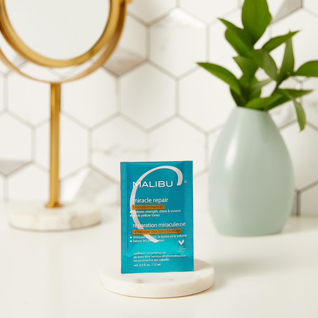 Malibu C Miracle Repair Blonde Enhancer (12 Packets) – Deep Conditioning for Damaged Blonde Hair