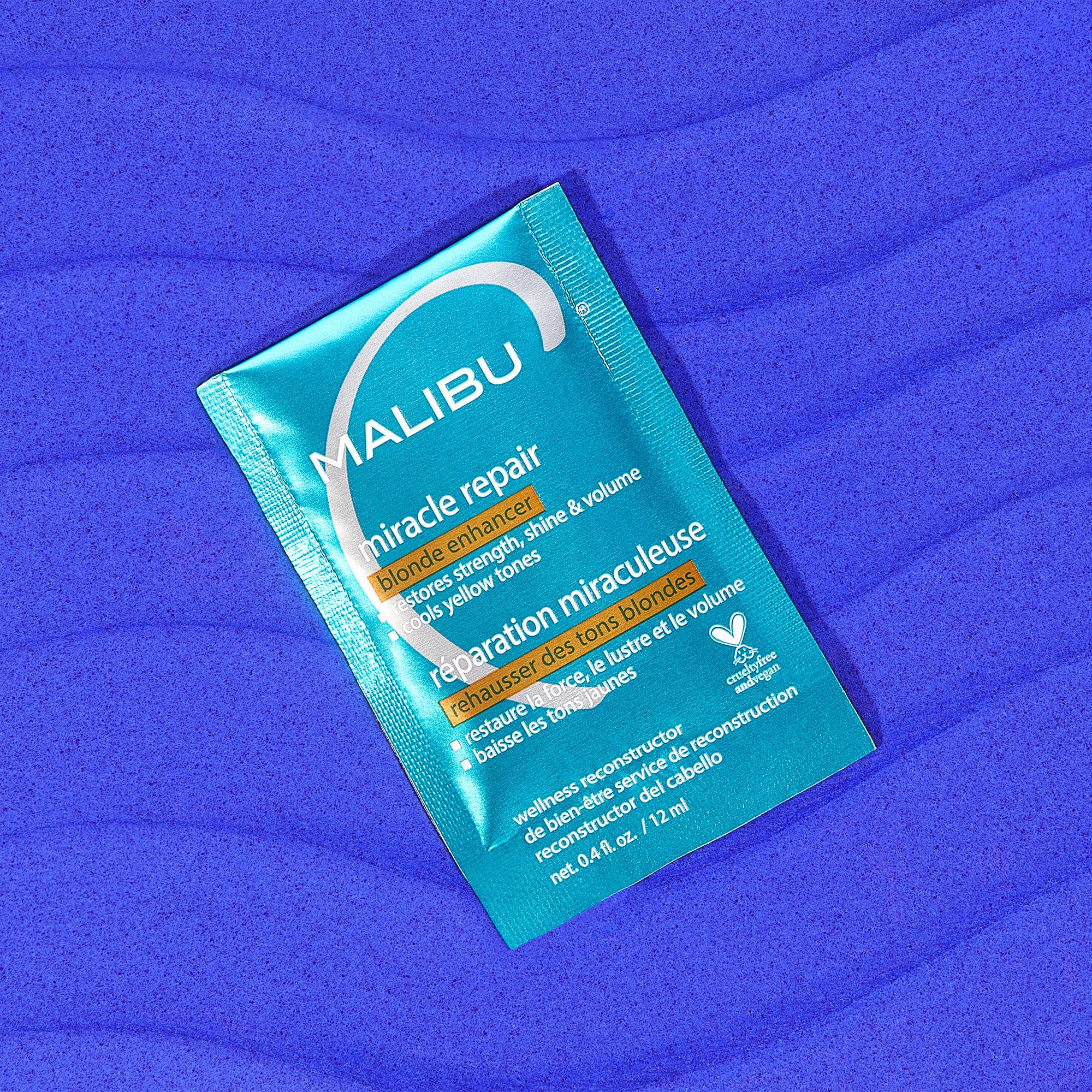 Malibu C Miracle Repair Blonde Enhancer (12 Packets) – Deep Conditioning for Damaged Blonde Hair