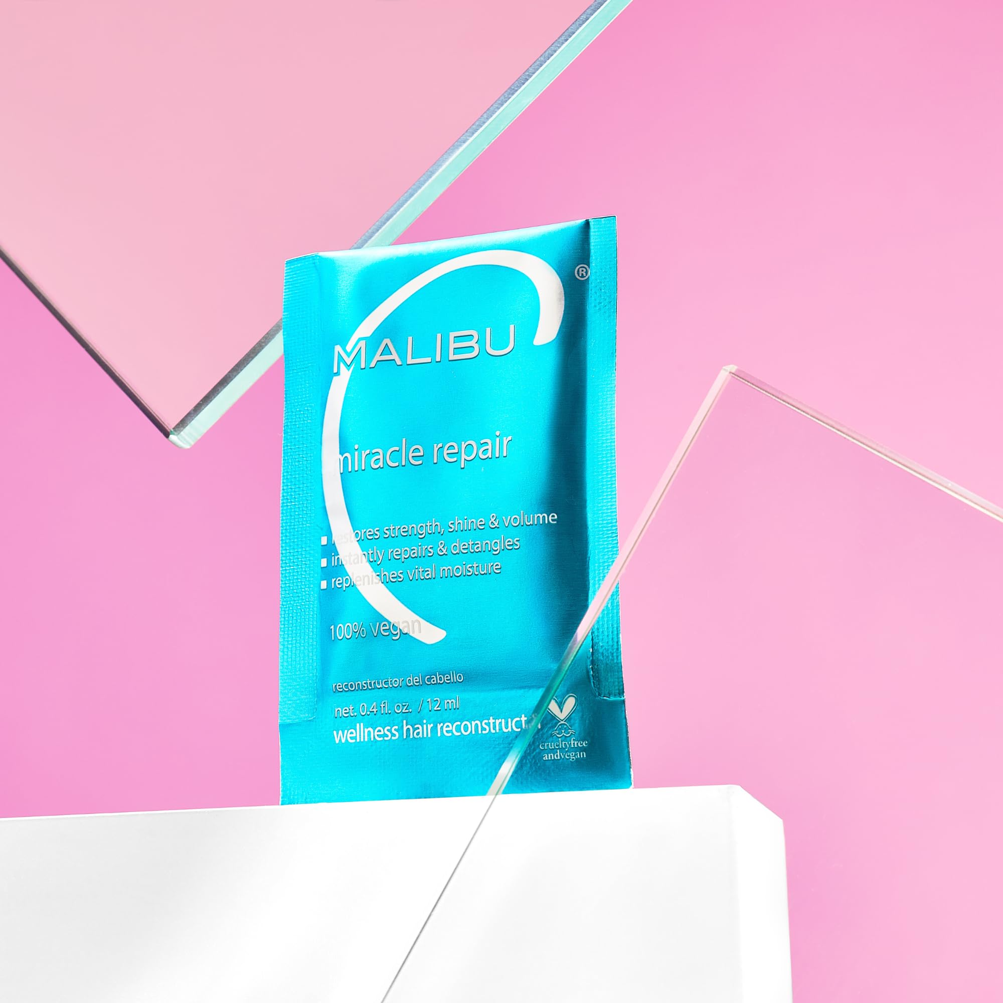 Malibu C Miracle Repair Hair Reconstructor – Nourishing Treatment for Weak, Damaged Strands (12 Packets)