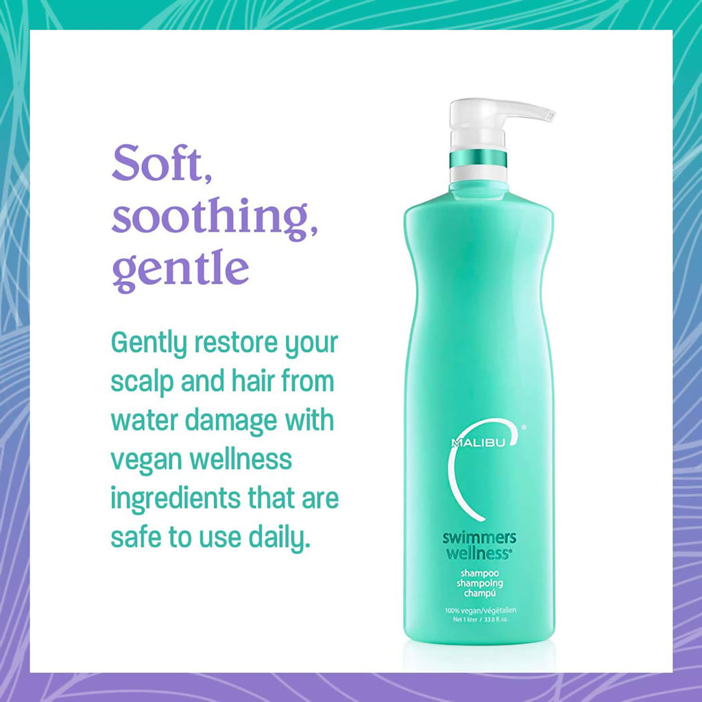 Malibu C Swimmers Wellness Clarifying Shampoo – Chlorine & Build-Up Removal (33.8oz)