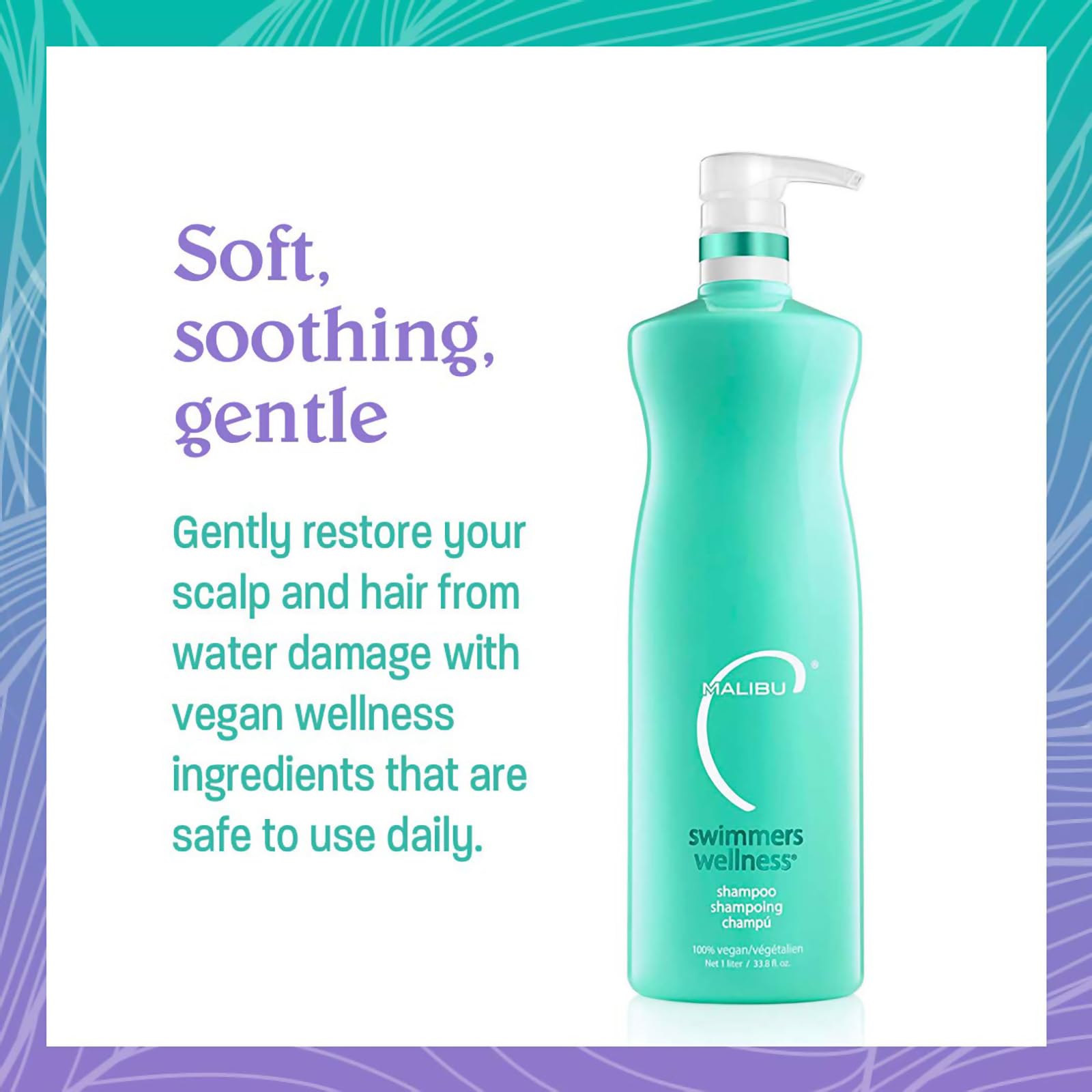 Malibu C Swimmers Wellness Clarifying Shampoo – Chlorine & Build-Up Removal (33.8oz)