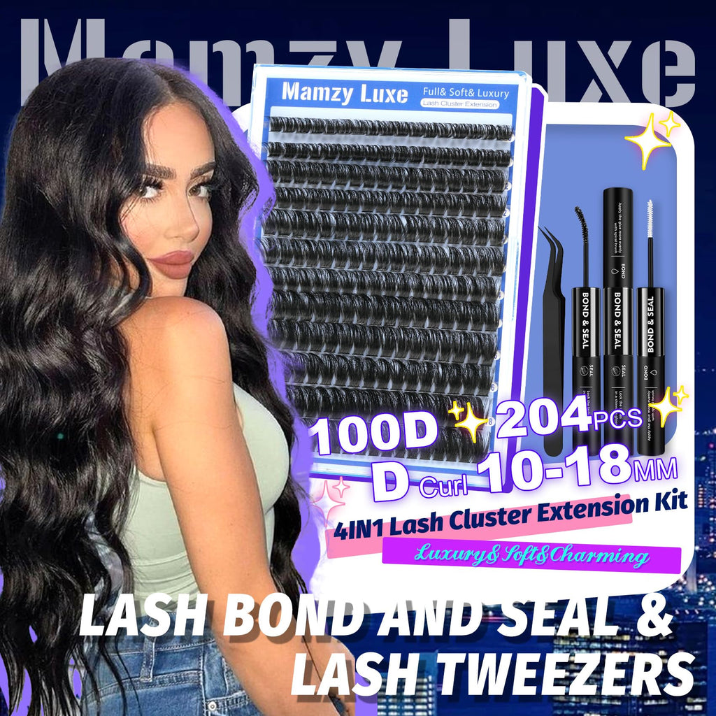 Mamzy Luxe Fluffy Lash Clusters Kit 100D 10-18mm | DIY Full-Volume Eyelash Extensions
