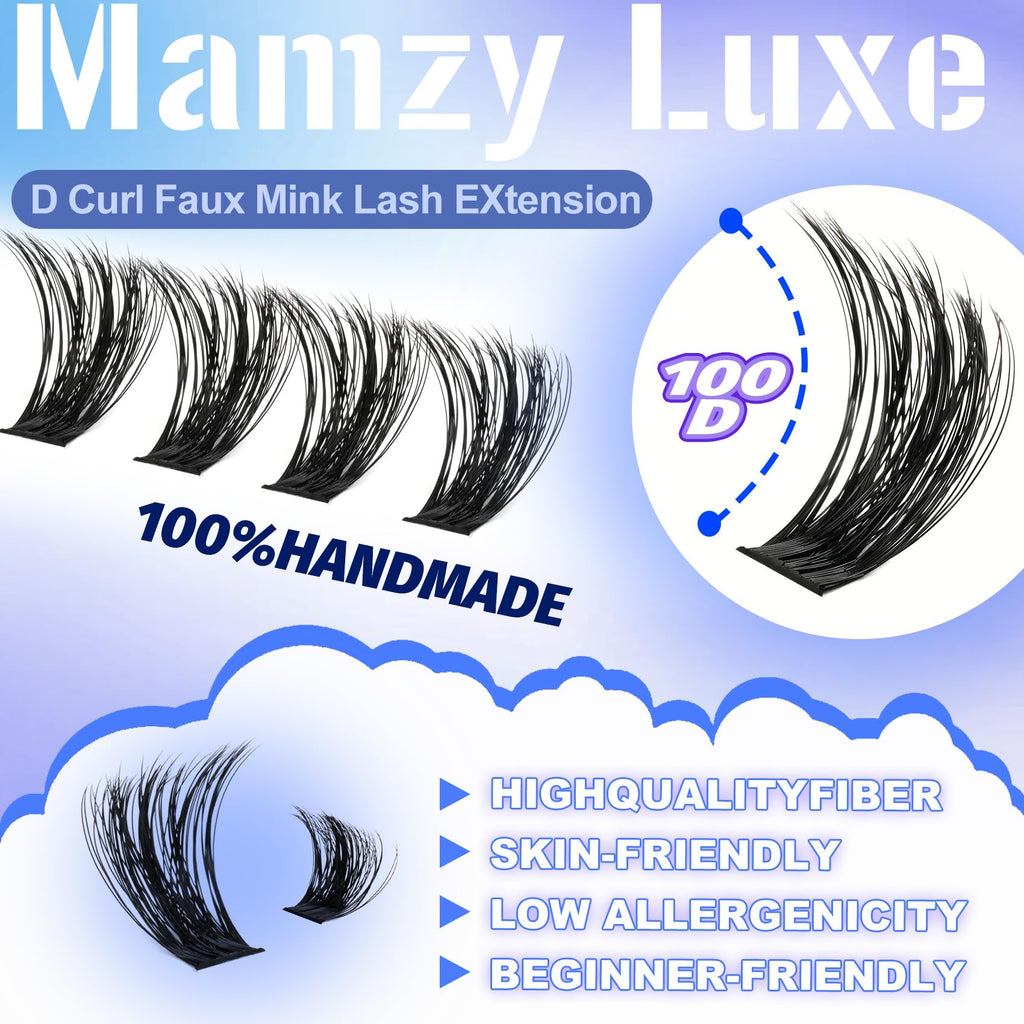 Mamzy Luxe Fluffy Lash Clusters Kit 100D 10-18mm | DIY Full-Volume Eyelash Extensions
