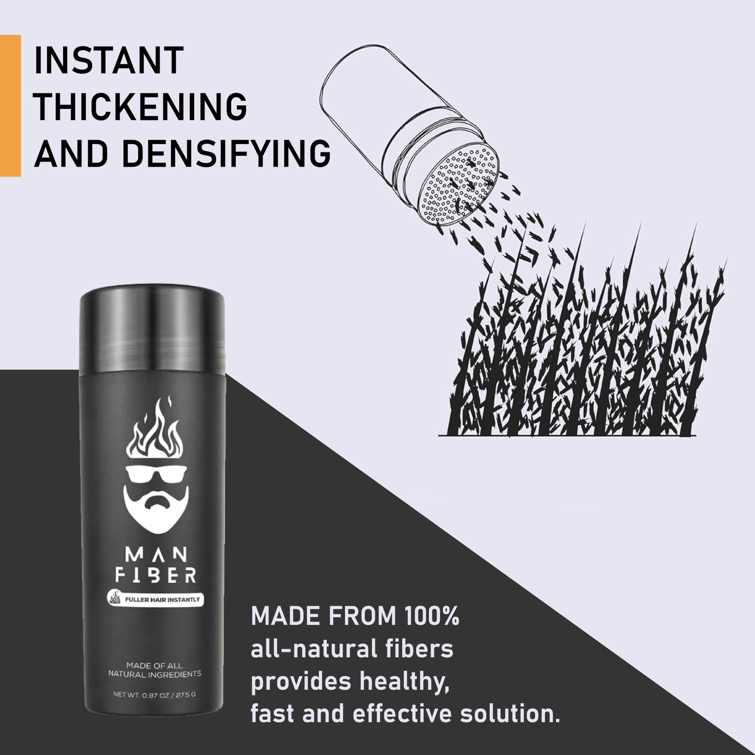 Man Essentials Hair Thickening Fibers (Black) + Locking Spray Kit | Fuller Hair & Beard | Hair Set by The Man Kit