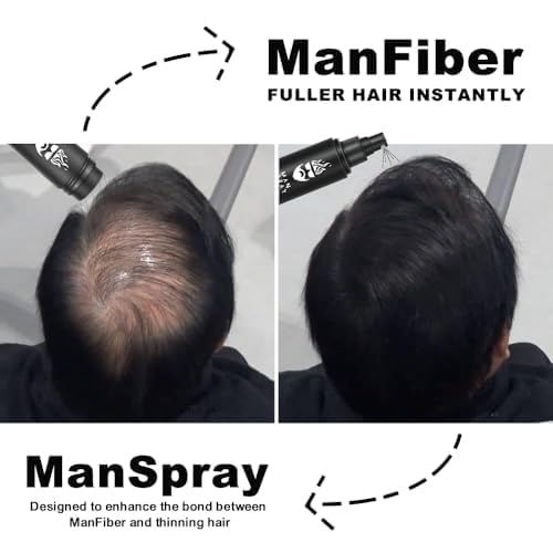 Man Essentials Hair Thickening Fibers (Black) + Locking Spray Kit | Fuller Hair & Beard | Hair Set by The Man Kit