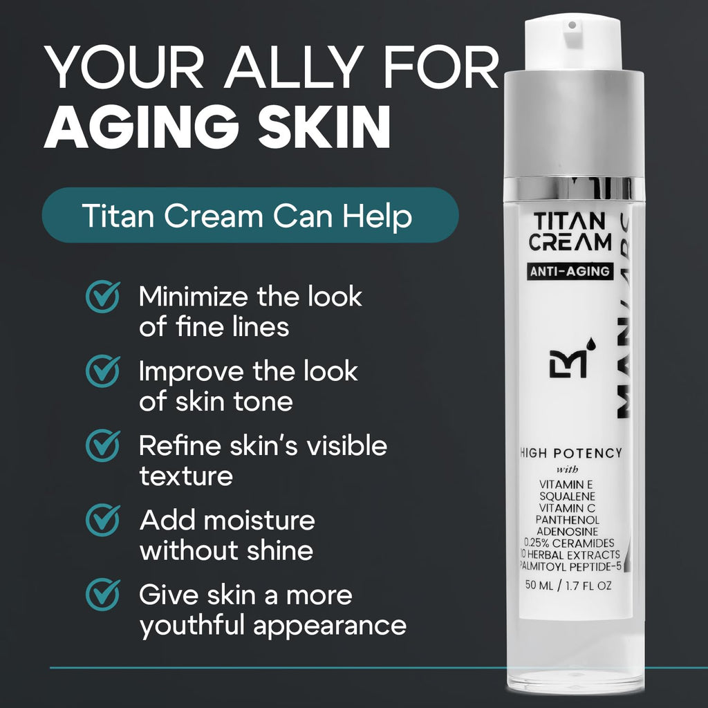 Man Labs Titan Anti-Aging Face Cream for Men – Ceramides, Vitamin C & E, Squalane
