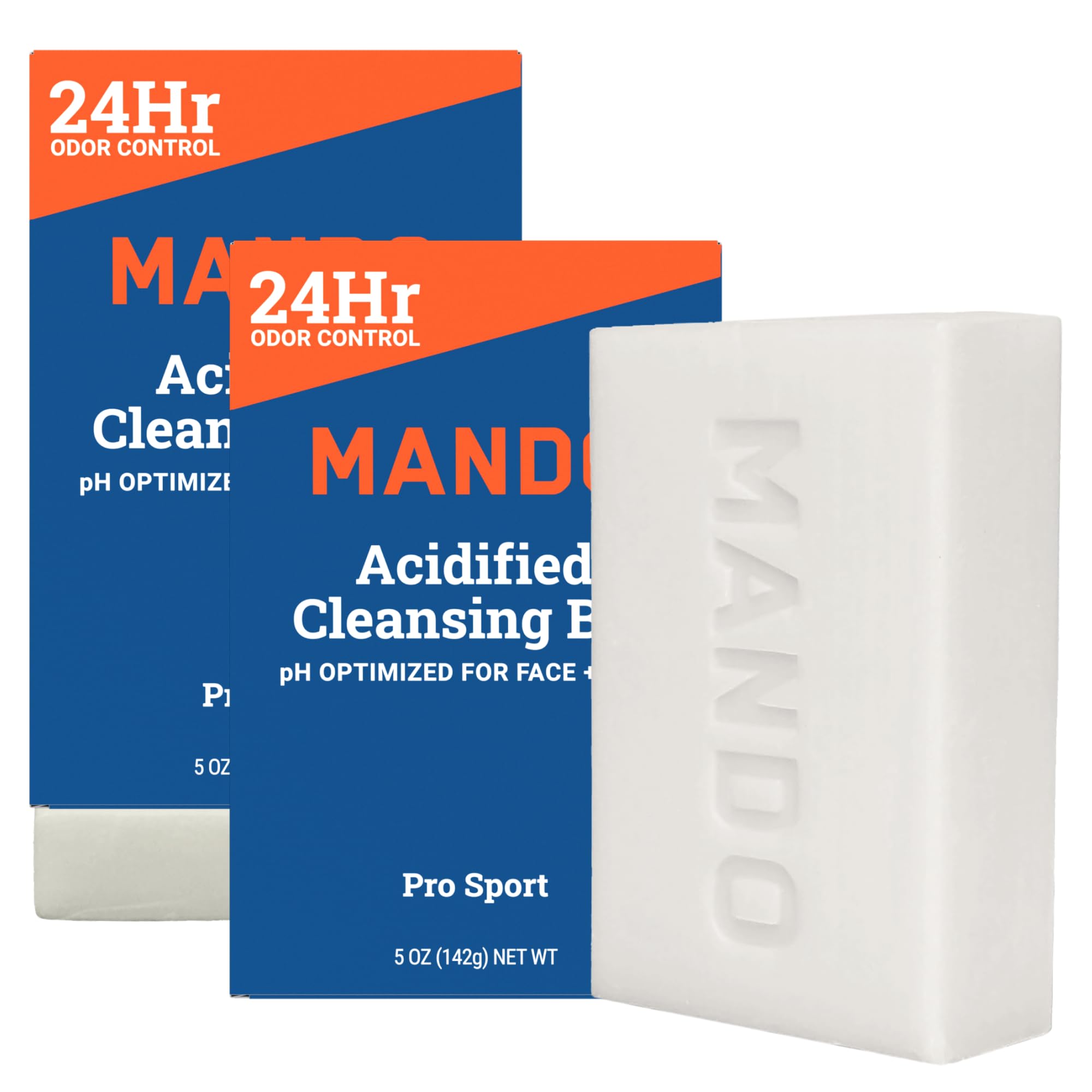 Mando Acidified Cleansing Bar - 24-Hour Odor Control, SLS-Free, Pro Sport