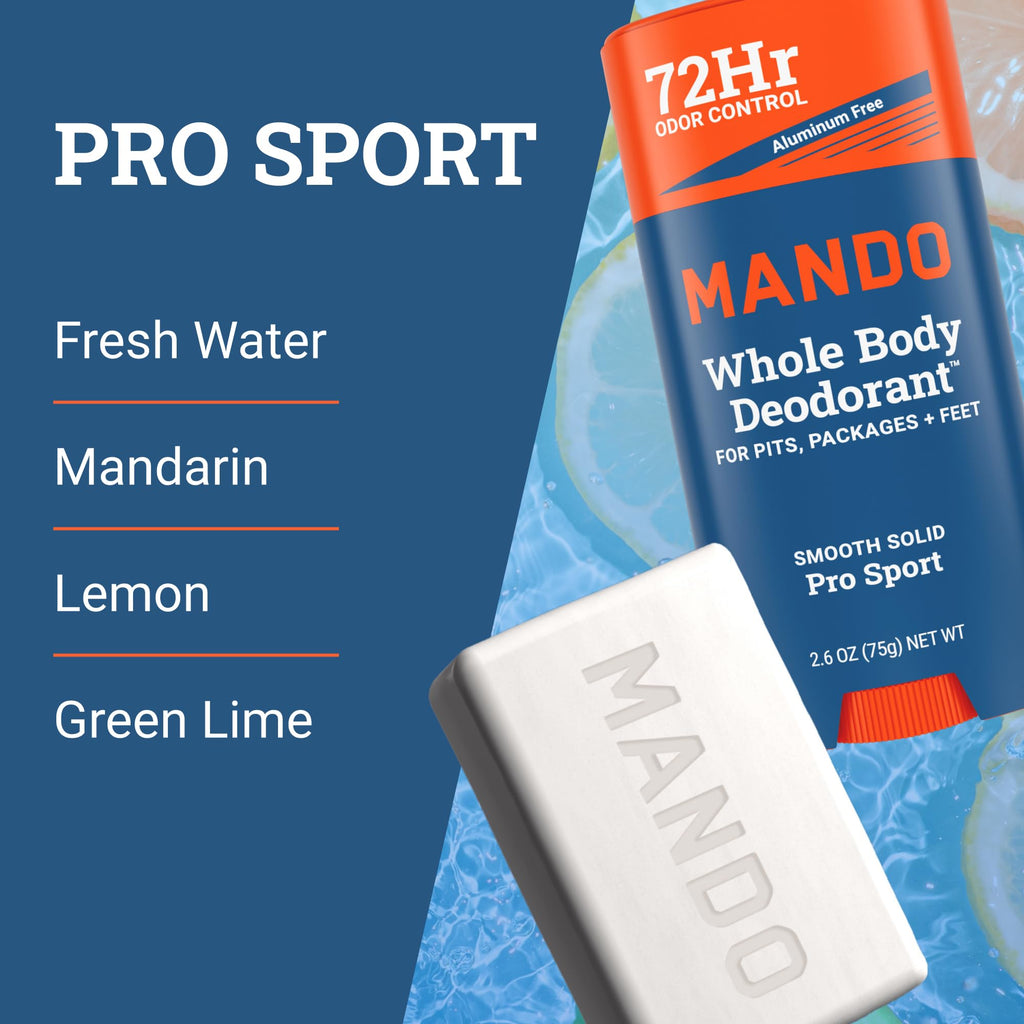 Mando Whole Body Deodorant 3-Piece System – Aluminum-Free Odor Control | Pro Sport
