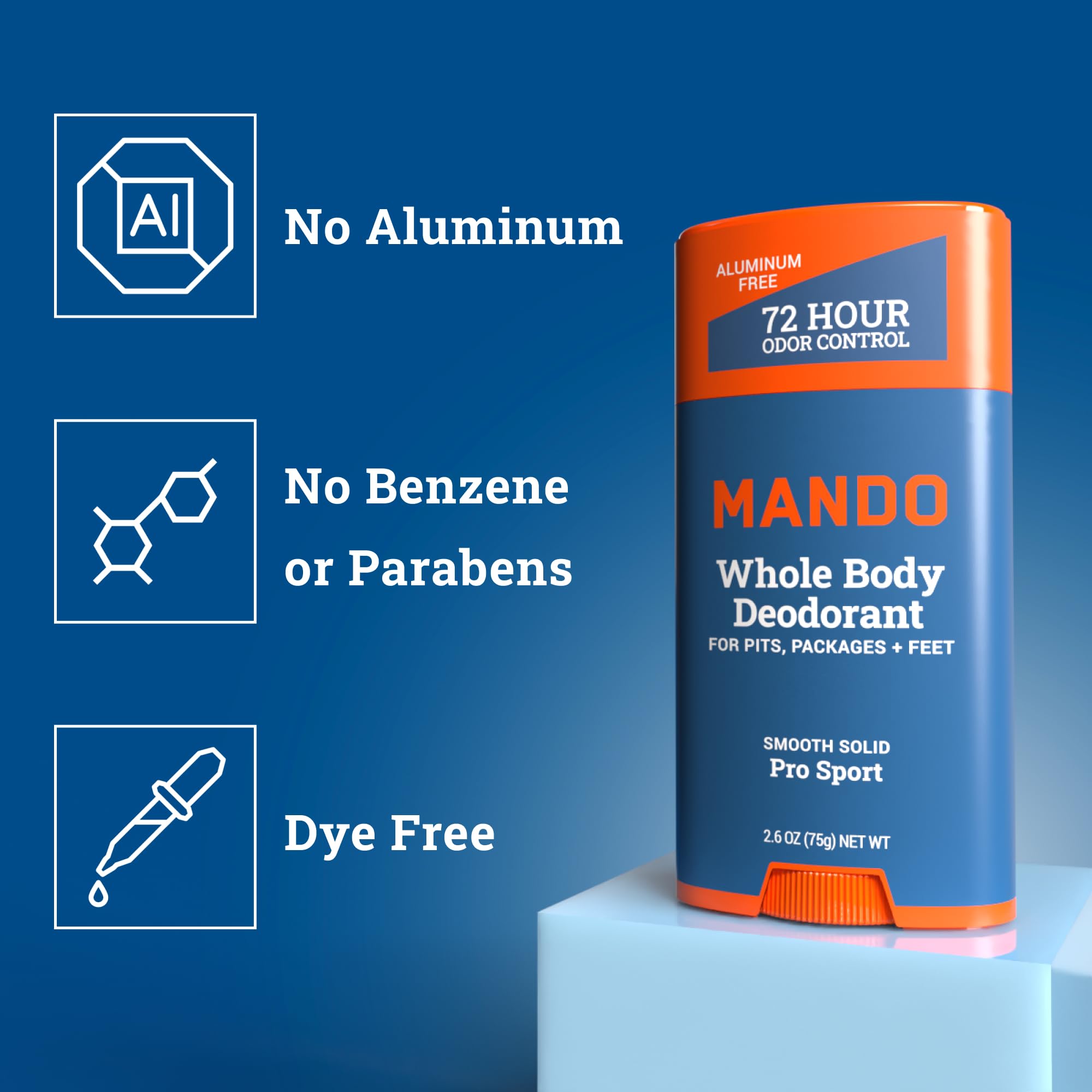 Mando Whole Body 3-Piece System – Aluminum & Baking Soda Free Odor Control (Pro Sport)