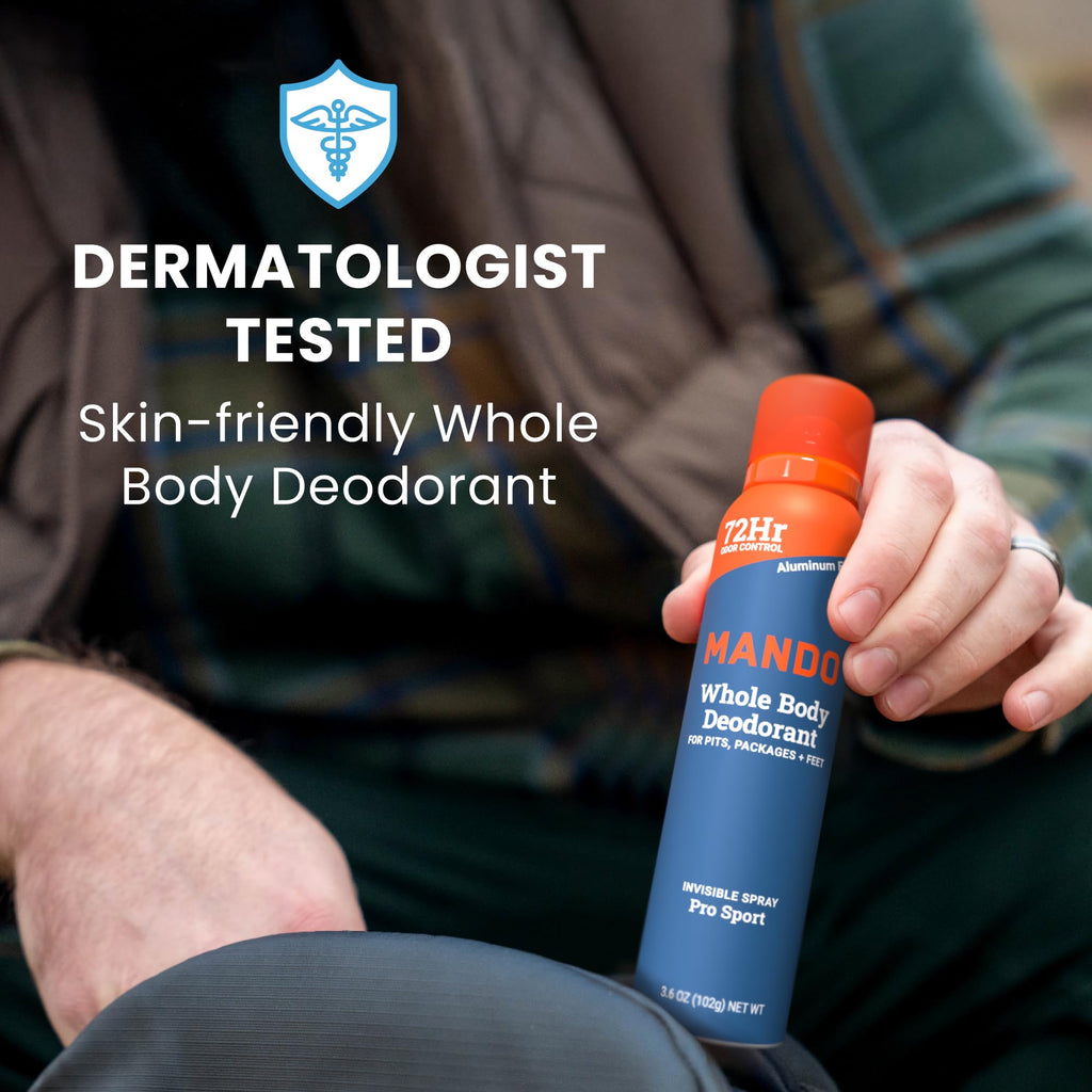 Mando Pro Sport Whole Body Deodorant for Men | Invisible Spray, 72-Hour Odor Control