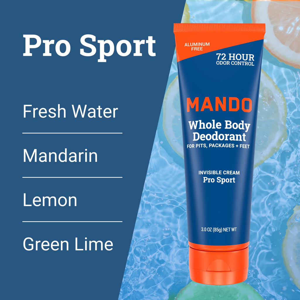 Mando Whole Body Deodorant For Men – Aluminum & Baking Soda Free, 72-Hour Odor Control (Pack of 2) – Pro Sport & Mount Fuji