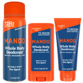 Mando Whole Body Deodorant Mini Trio – Solid Stick, Invisible Cream & Spray – 72HR Odor Control – Aluminum & Baking Soda Free – Pro Sport Scent