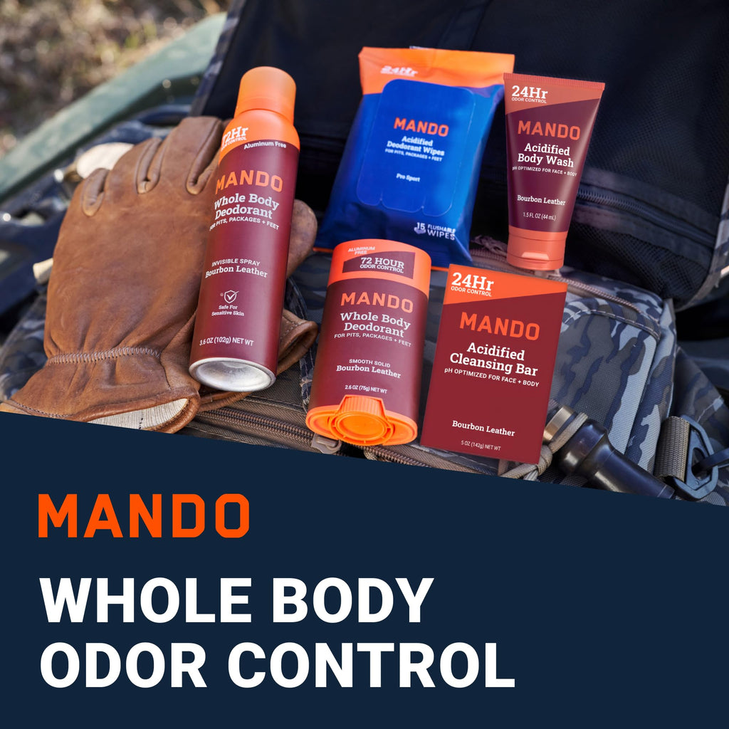 Mando Whole Body Starter Kit – Aluminum-Free Odor Control, Bourbon Leather