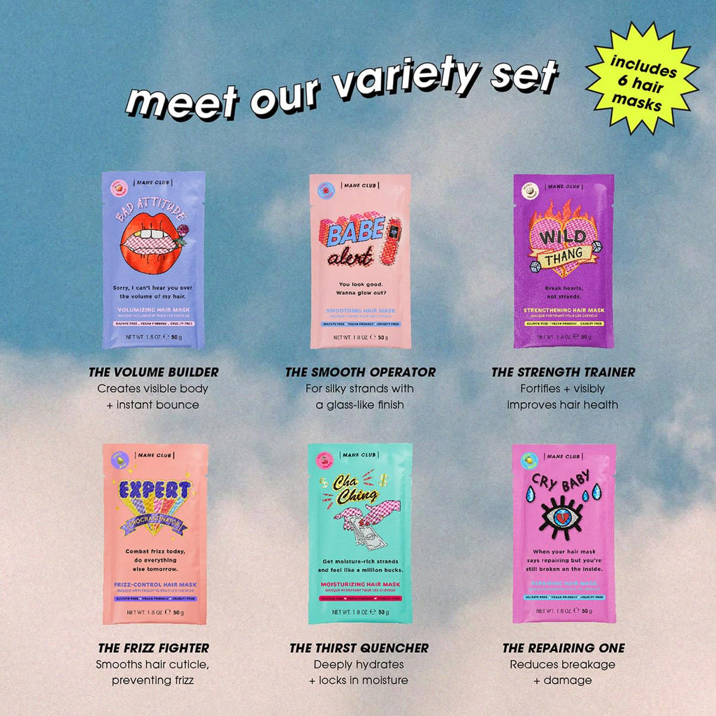 MANE CLUB Variety Pack Deep Conditioner - Vegan, Cruelty-Free, Sulfate & Paraben-Free (6-Pack)