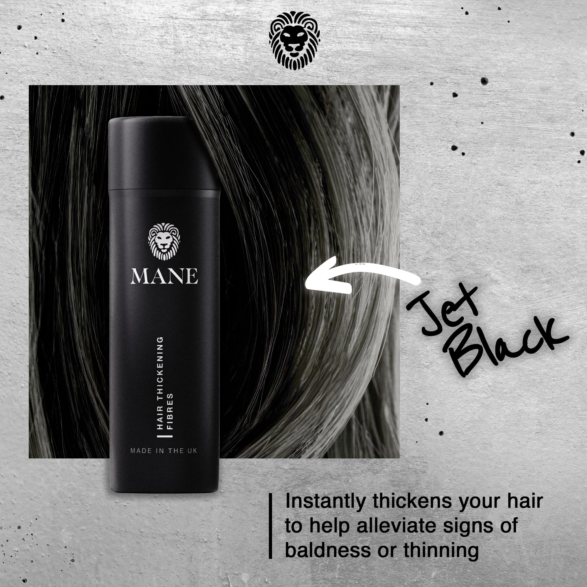 MANE Hair Building Fibers – Jet Black for Thicker, Fuller Hair