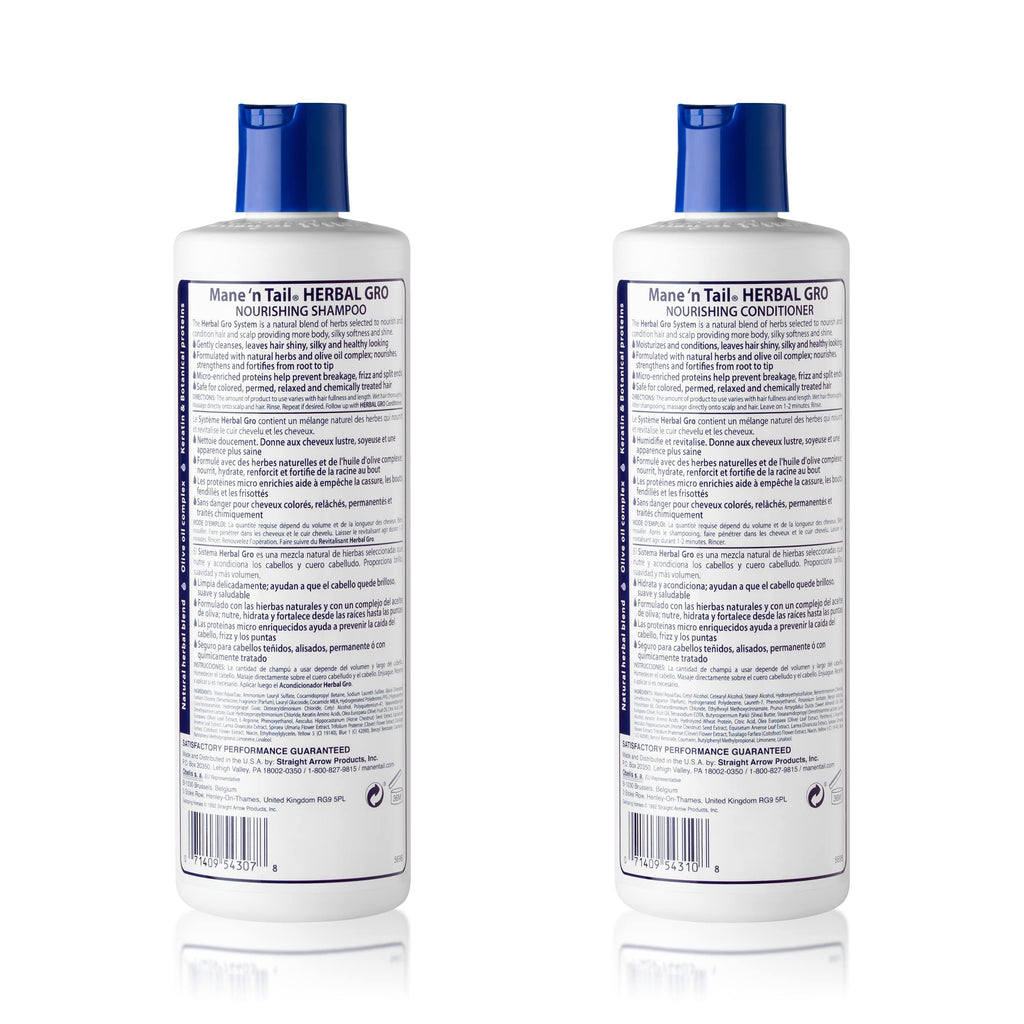 Mane 'n Tail Herbal Gro Shampoo + Conditioner – Olive Oil Complex for Stronger, Nourished Hair (12 oz Each)