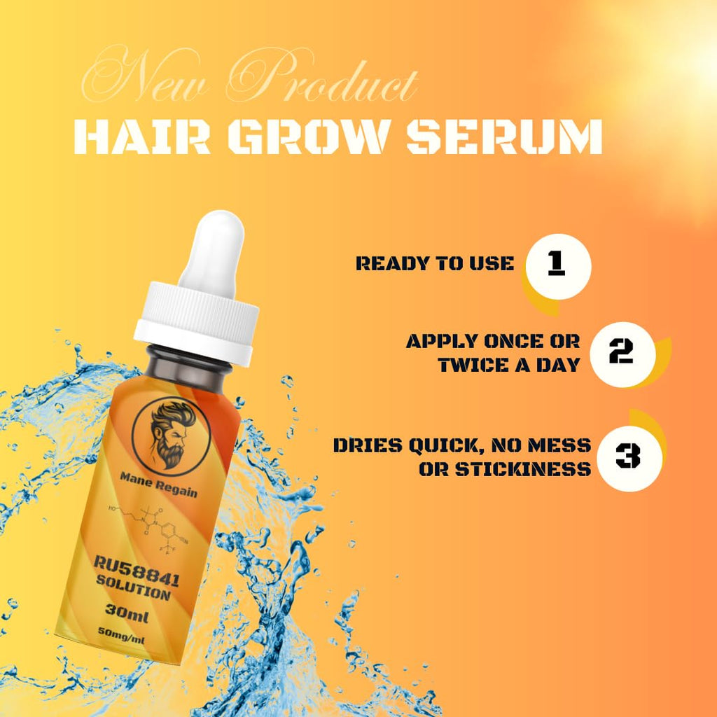 Mane Regain RU58841 5% Solution (50 mg/ml) – DHT Blocker for Hair Loss, 30ml