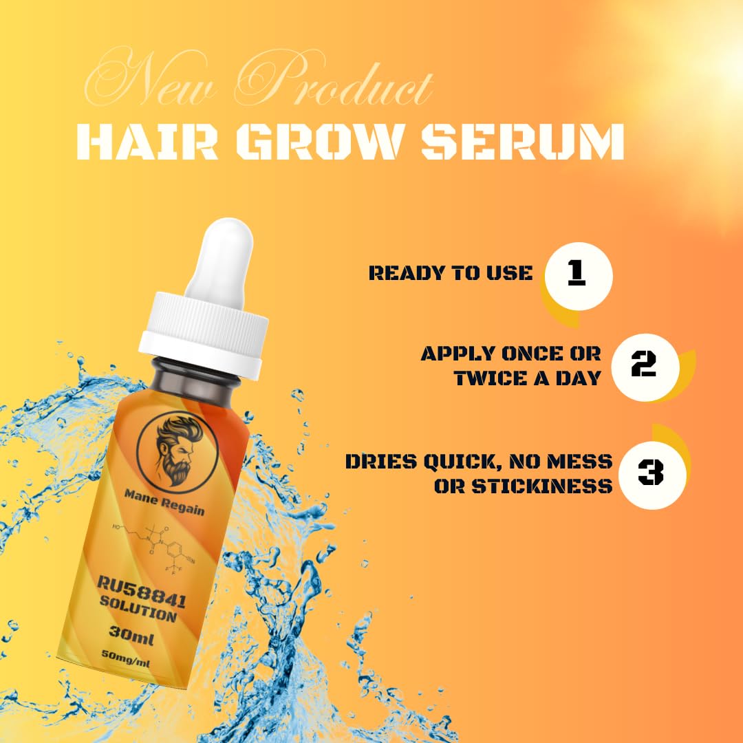 Mane Regain RU58841 5% Solution (50 mg/ml) – DHT Blocker for Hair Loss, 30ml