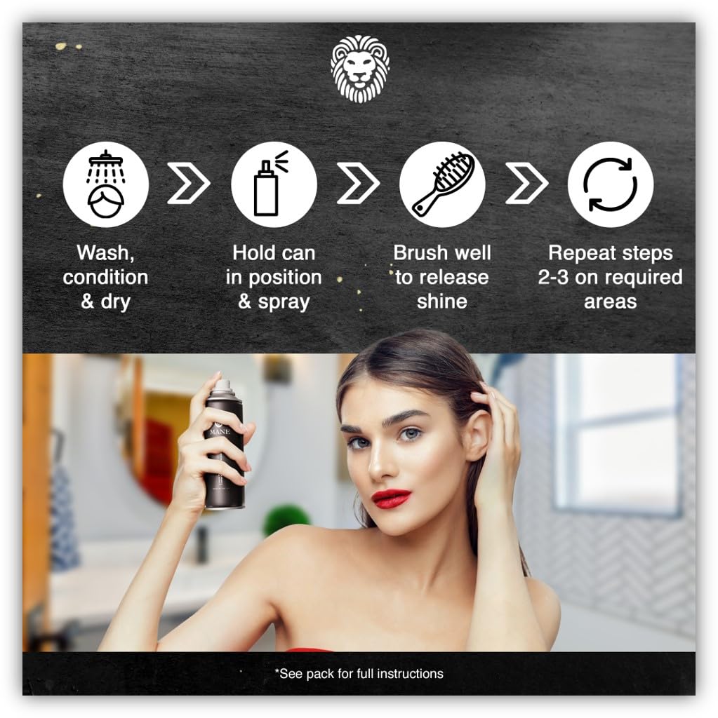 MANE Hair Thickening Fiber Spray - 100ml, Dark Brown | Instant Thickness & Easy Wash-Out