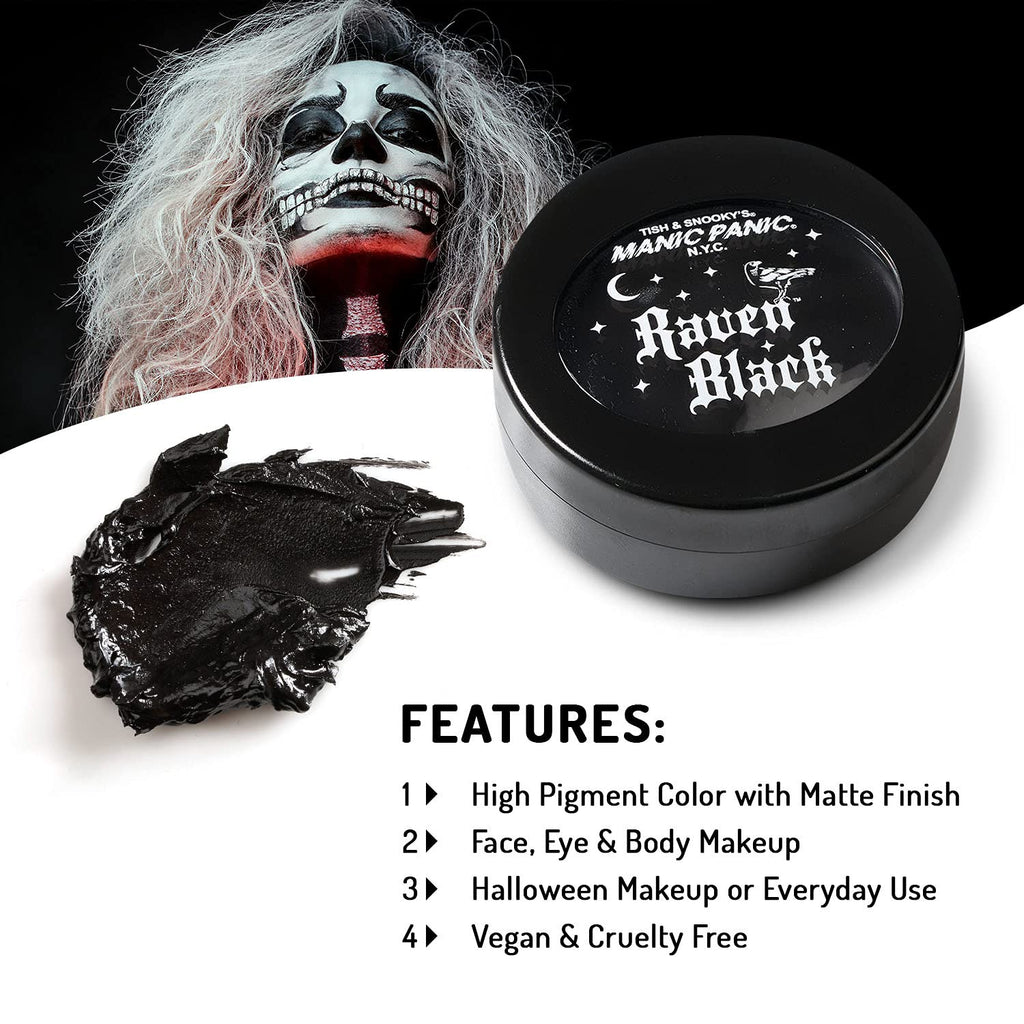 MANIC PANIC Raven Black Face Paint - High Pigment Matte Finish for Face & Body (Vegan)