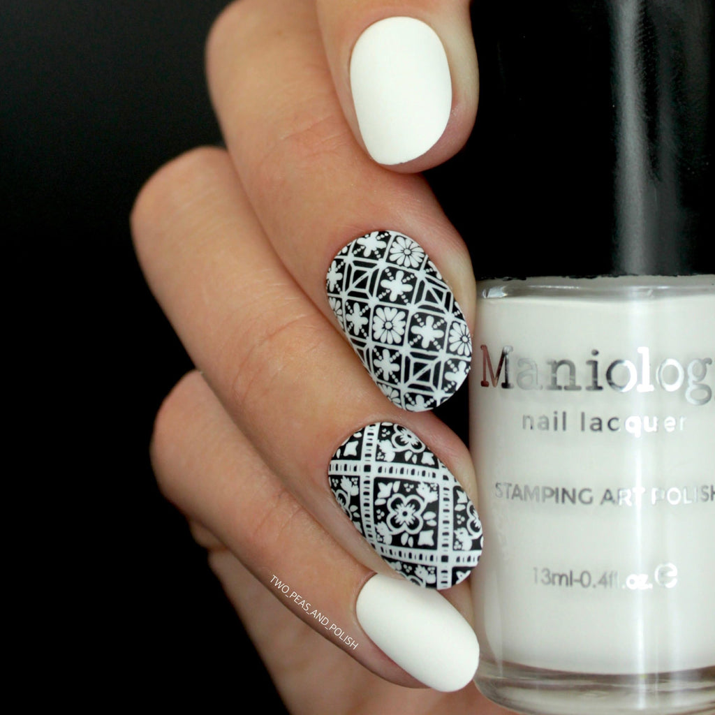 Maniology Black & White Duo Stamping Polish Set – 13ml, 5-Free, Bold Nail Art