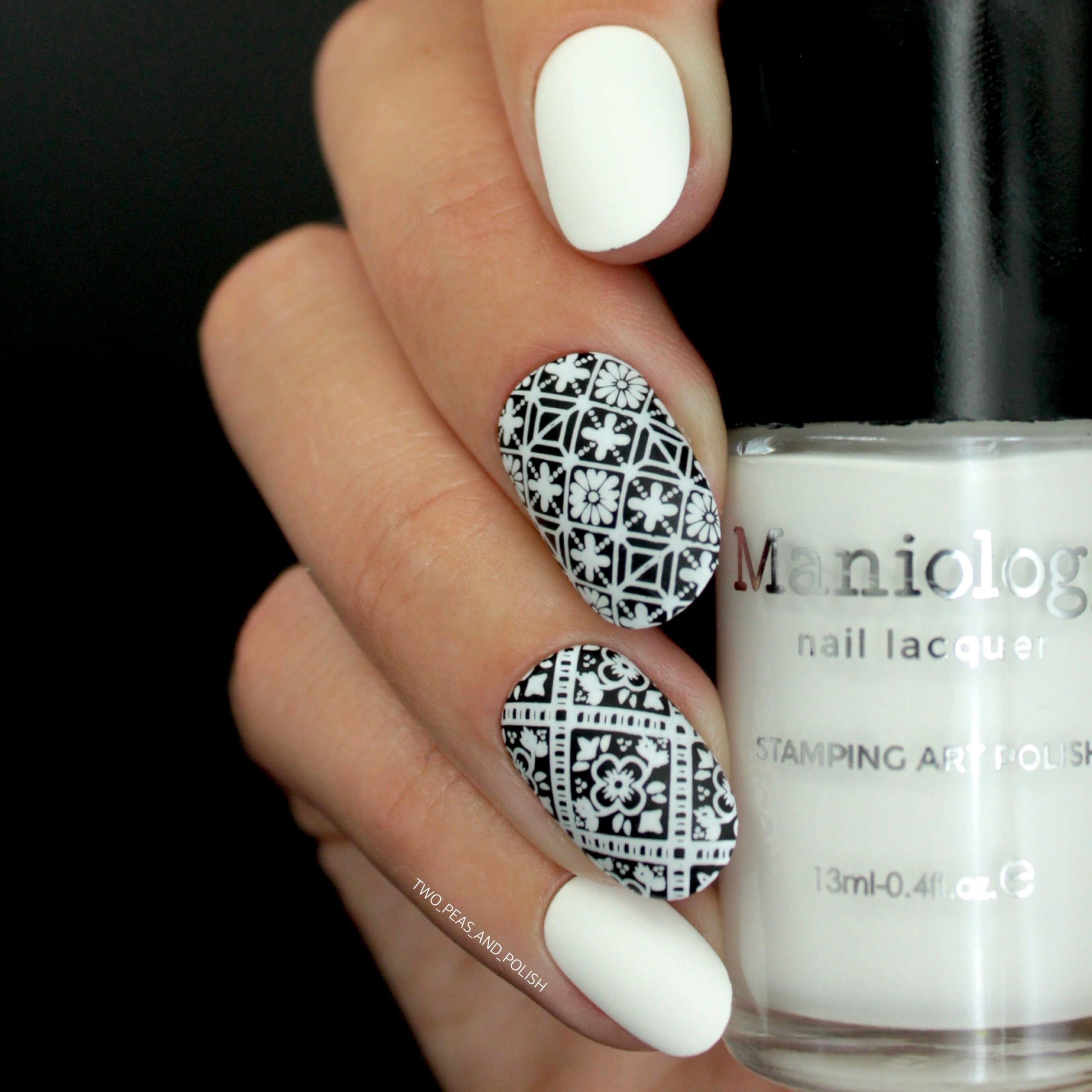 Maniology Black & White Duo Stamping Polish Set – 13ml, 5-Free, Bold Nail Art