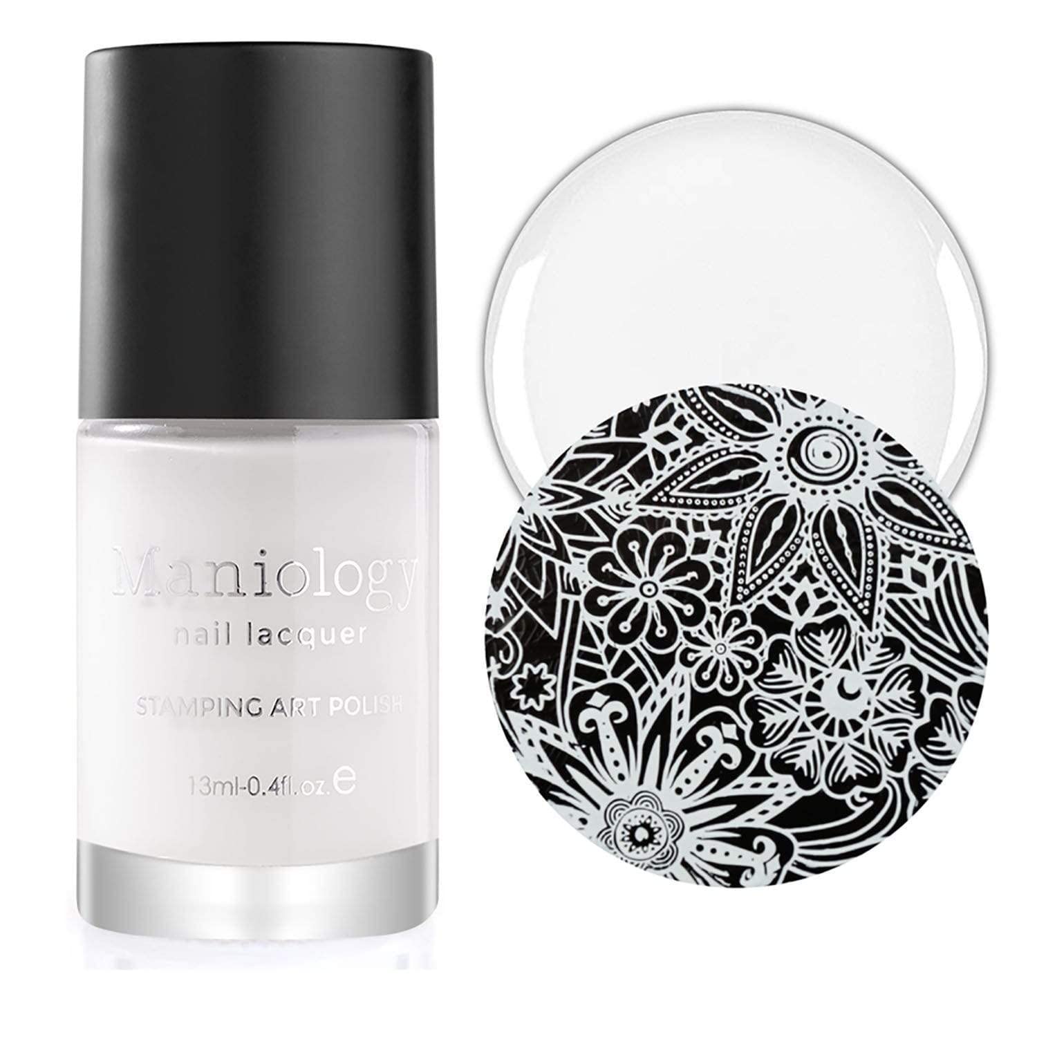 Maniology Black & White Duo Stamping Polish Set – 13ml, 5-Free, Bold Nail Art