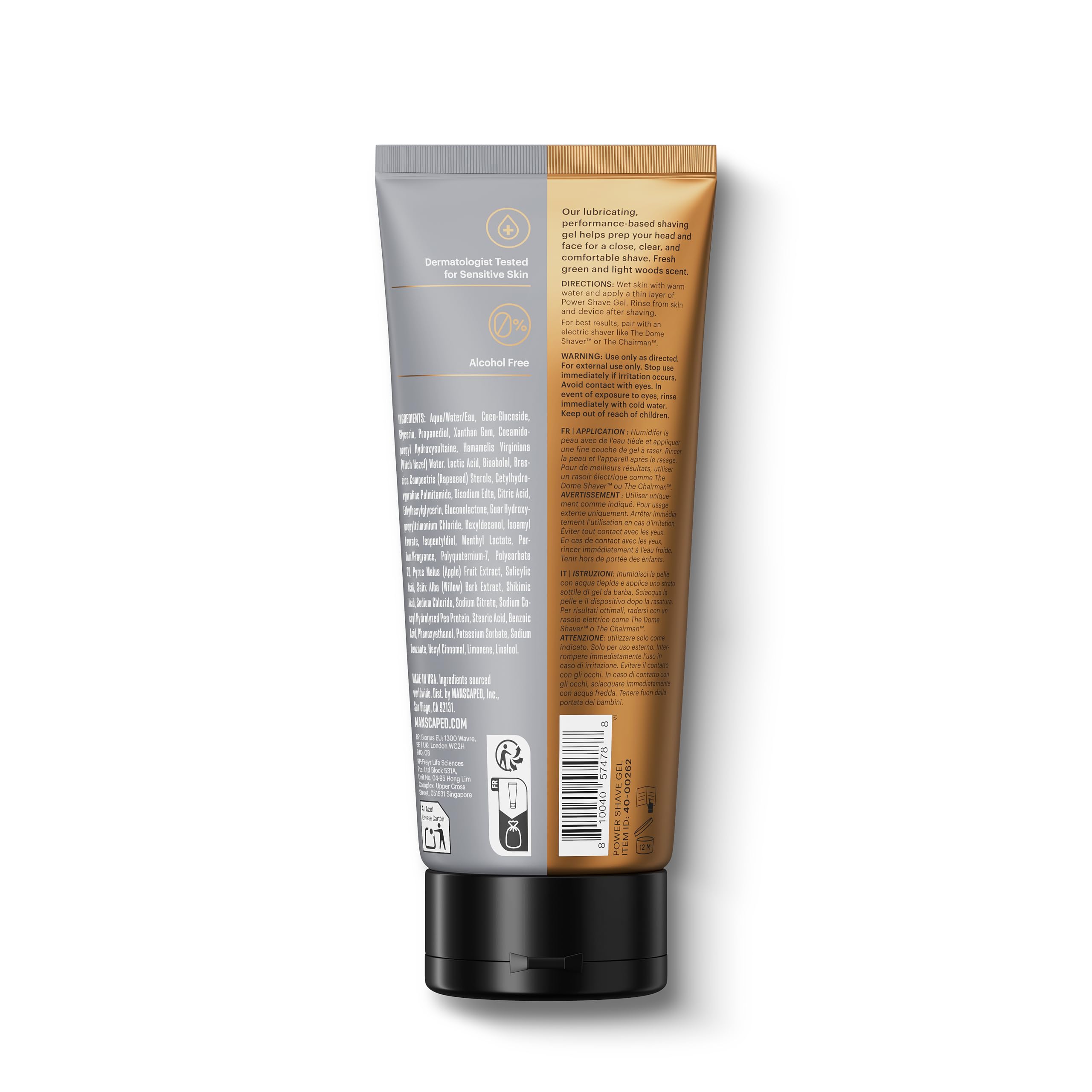 MANSCAPED Power Shave Gel – Gentle Head & Face Shaving with Witch Hazel
