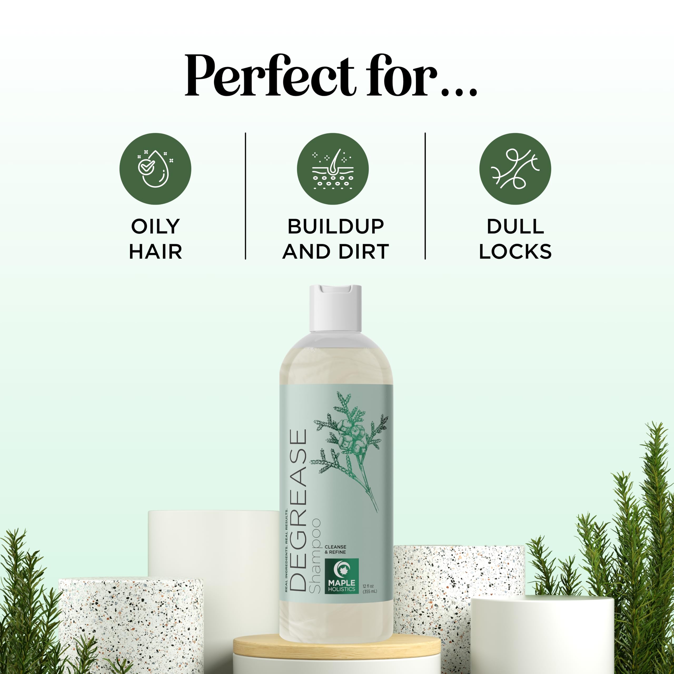 Maple Holistics Clarifying Shampoo for Oily Hair and Scalp | Deep Cleansing with Rosemary Oil | Vegan, Color Safe, Sulfate & Paraben Free (12 fl oz)