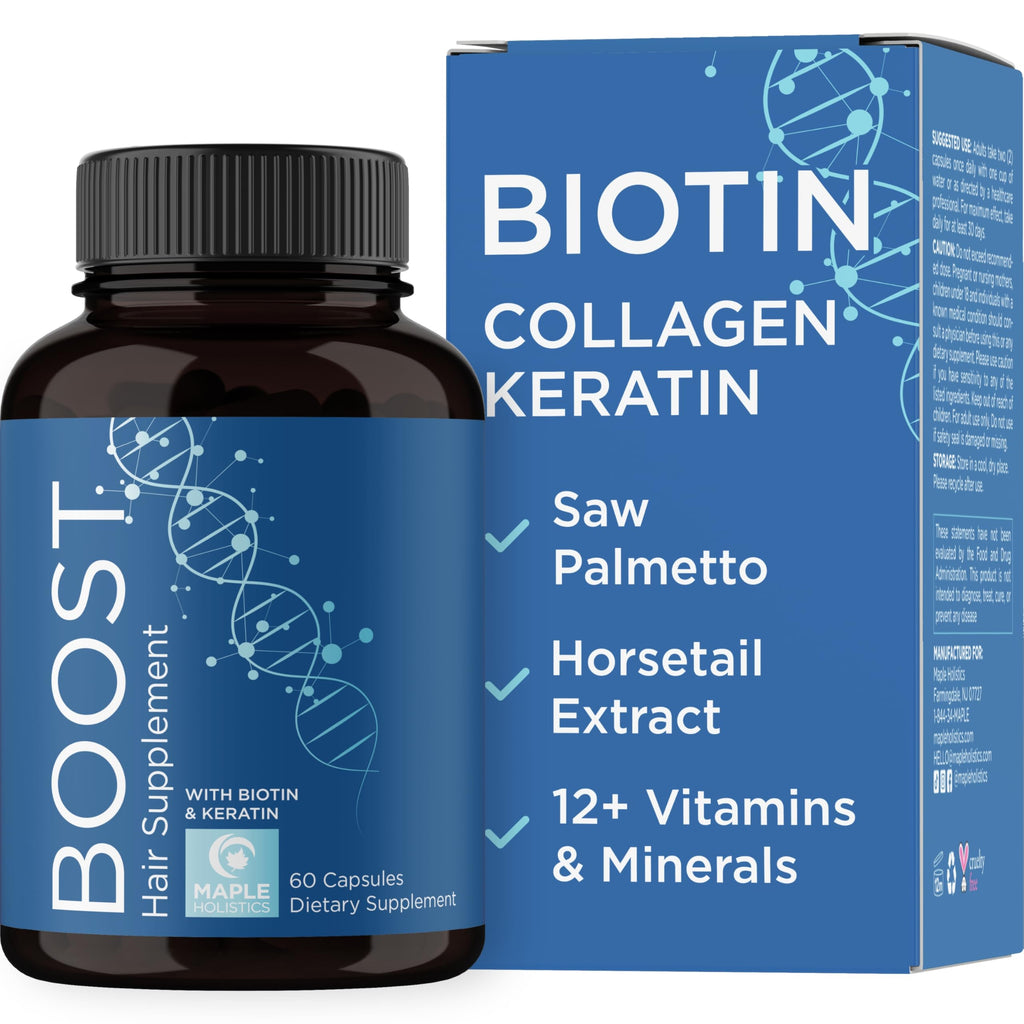 Maple Holistics Biotin 10000mcg & Collagen Hair Growth Supplement for Women & Men