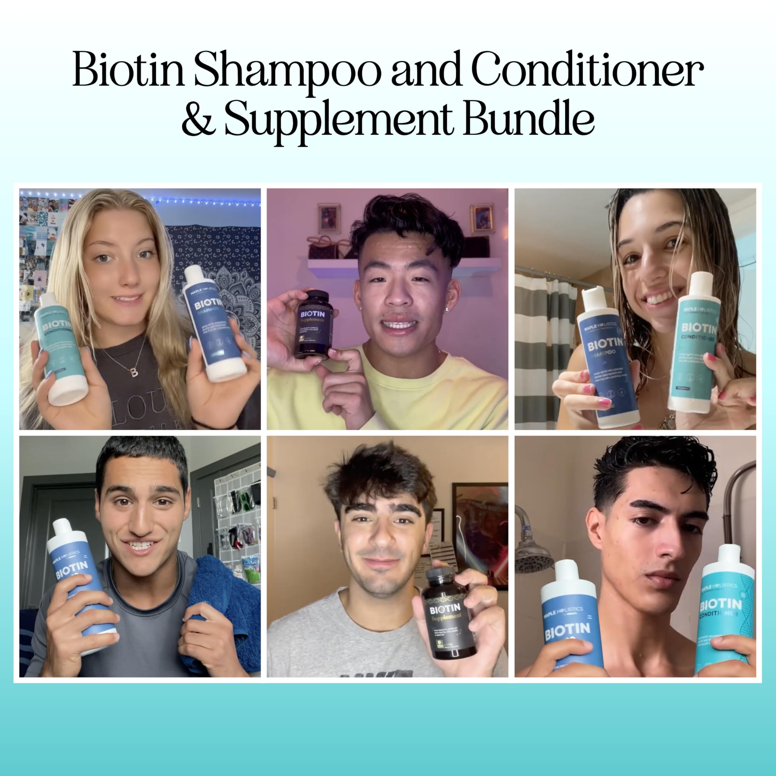 Maple Holistics Biotin Hair Growth Treatment Set — Sulfate-Free Shampoo & Conditioner + Hair Growth Supplement (2 Month Supply)