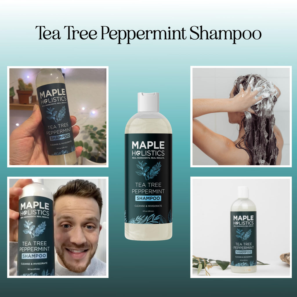 Maple Holistics Rosemary Tea Tree Mint Shampoo – Clarifying & Sulfate-Free for Dry Scalp (8 oz)