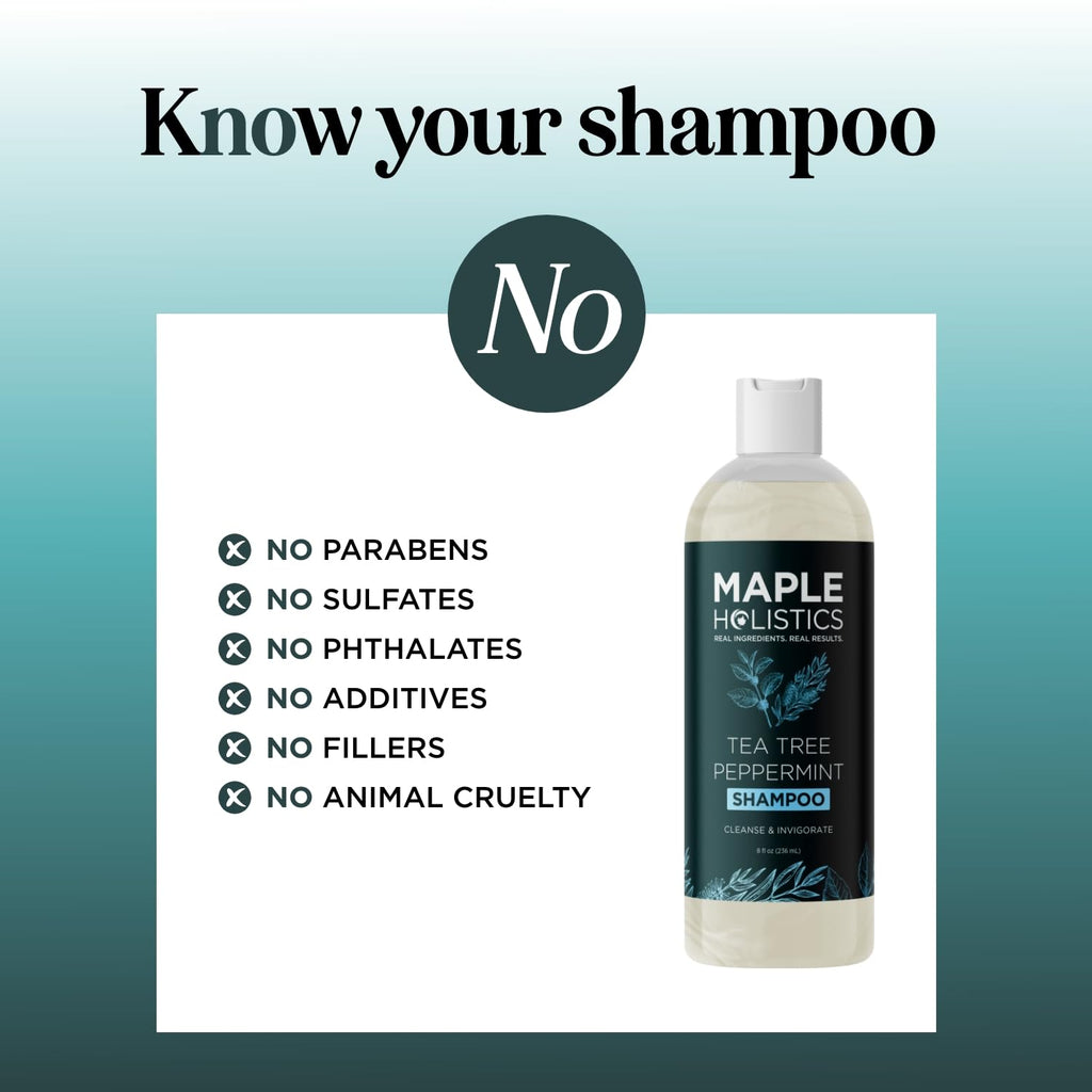 Maple Holistics Rosemary Tea Tree Mint Shampoo – Clarifying & Sulfate-Free for Dry Scalp (8 oz)